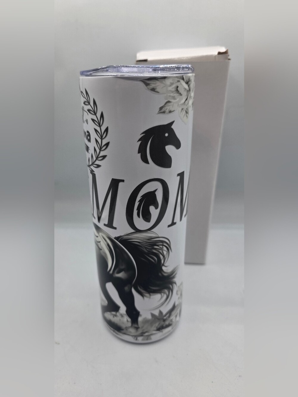 Mom Horse Graphic Insulated Tumbler - White and Black